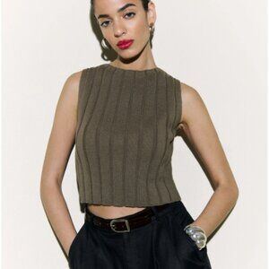 Reformation Callie Cotton Ribbed Sweater Tank (Size Small)